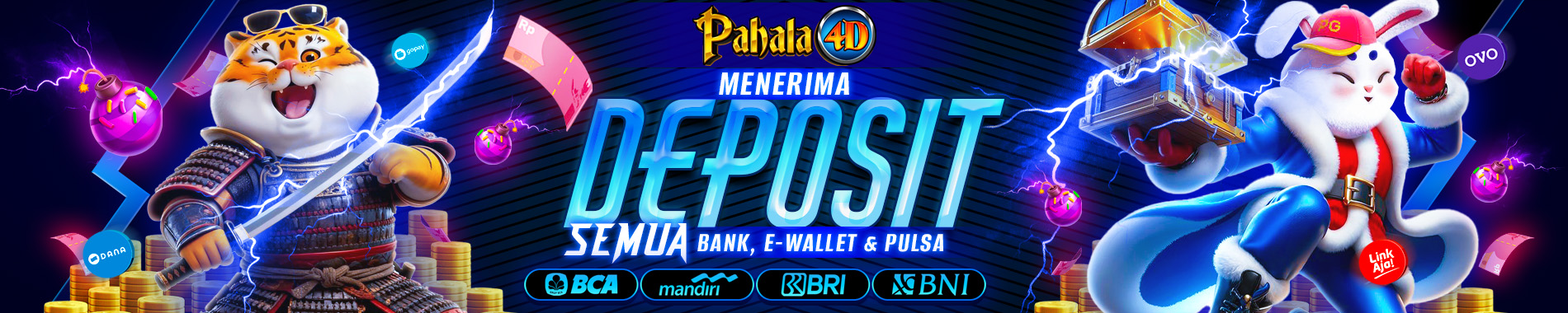 Tampilan layanan deposit lengkap PAHALA4D melalui bank, e-wallet dan qris versi deskop